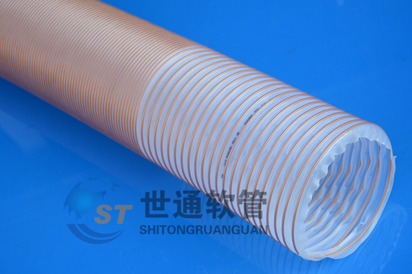 PU鋼絲伸縮軟管，PU鍍銅鋼絲軟管,PU伸縮吸塵通風(fēng)軟管